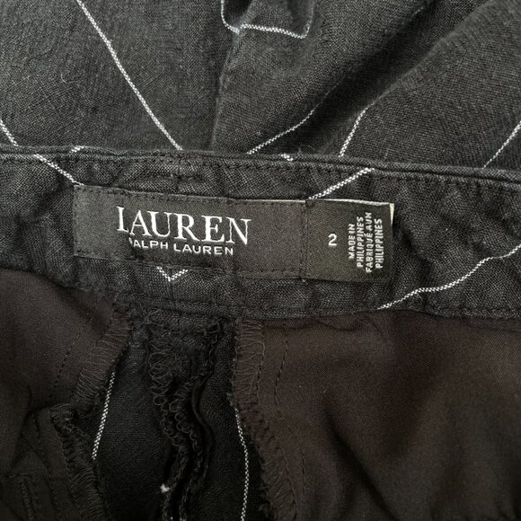 Lauren Ralph Lauren Shorts Womens Size 2 Black Striped 100%‎ Linen Inseam 4" - Picture 3 of 6